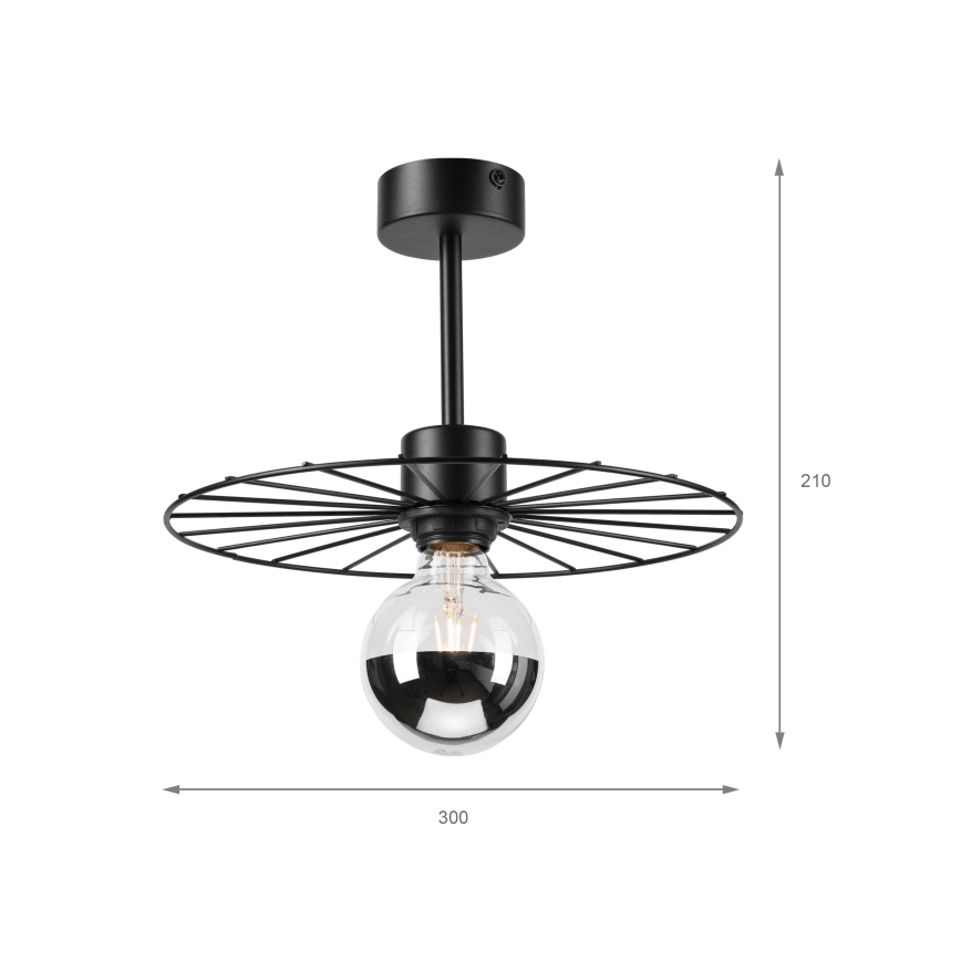 Deckenleuchte an Stange MONTANA 1xE27/15W/230V d 30 cm schwarz