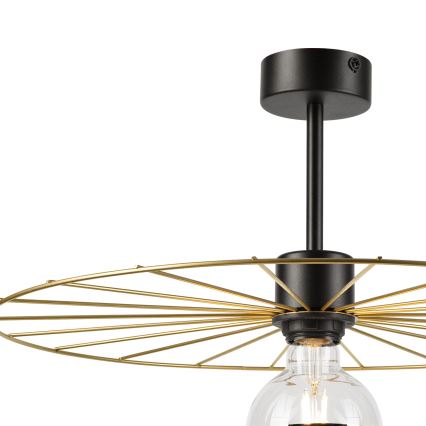 Deckenleuchte an Stange MONTANA 1xE27/15W/230V d 45 cm golden/schwarz
