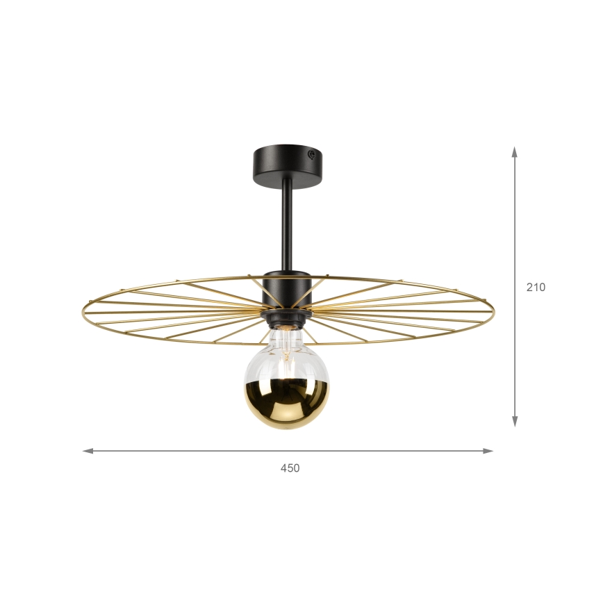 Deckenleuchte an Stange MONTANA 1xE27/15W/230V d 45 cm golden/schwarz