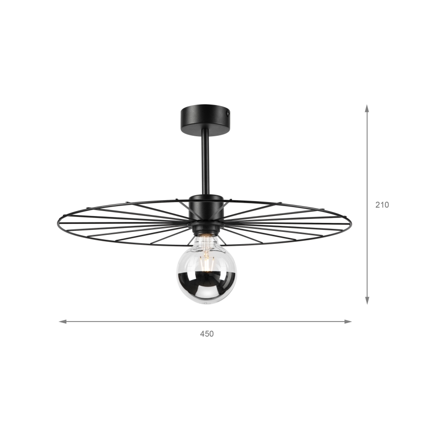 Deckenleuchte an Stange MONTANA 1xE27/15W/230V d 45 cm schwarz