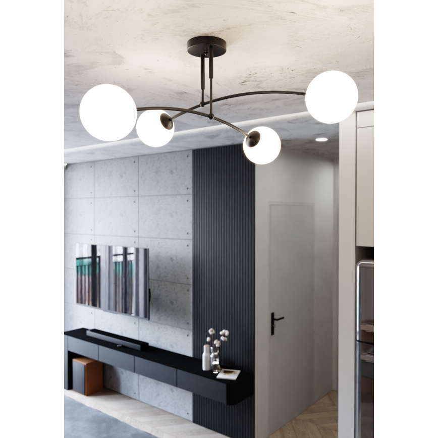 Deckenleuchte an Stange PREGOS 4xE14/10W/230V schwarz