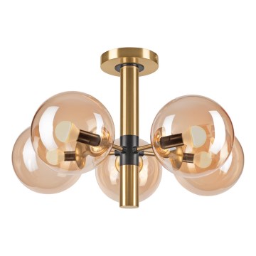 Deckenleuchte an Stange ROLLO 5xE14/5W/230V golden/rauchig beige