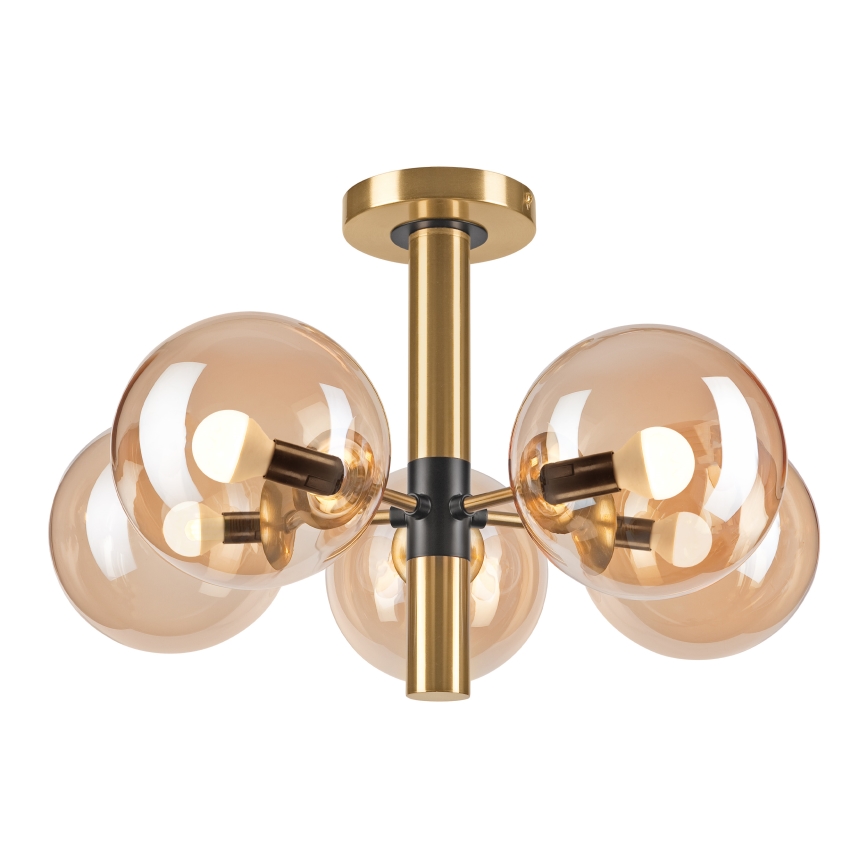 Deckenleuchte an Stange ROLLO 5xE14/5W/230V golden/rauchig beige