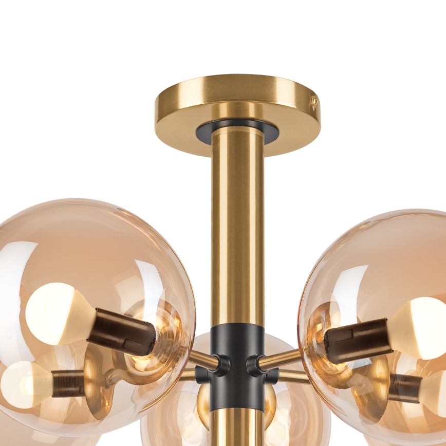 Deckenleuchte an Stange ROLLO 5xE14/5W/230V golden/rauchig beige