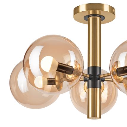 Deckenleuchte an Stange ROLLO 5xE14/5W/230V golden/rauchig beige