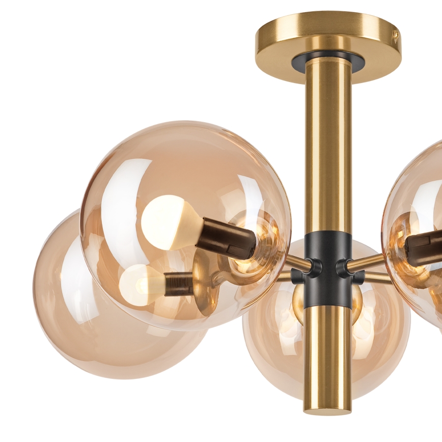 Deckenleuchte an Stange ROLLO 5xE14/5W/230V golden/rauchig beige