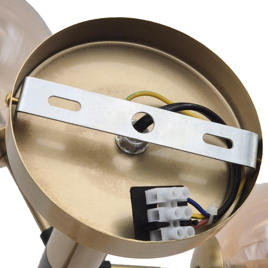 Deckenleuchte an Stange ROLLO 5xE14/5W/230V golden/rauchig beige