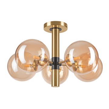 Deckenleuchte an Stange ROLLO 5xG9/5W/230V golden/rauchig beige