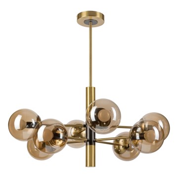Deckenleuchte an Stange ROLLO 8xE14/5W/230V golden/rauchig beige