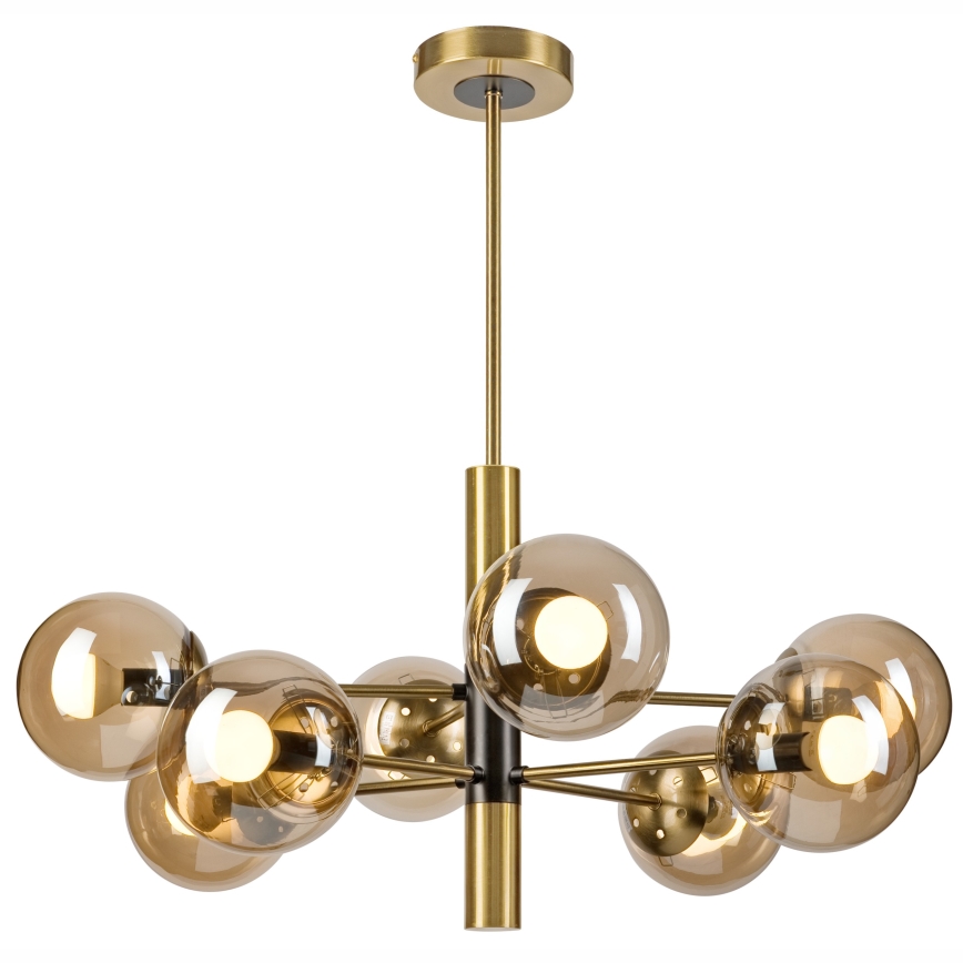 Deckenleuchte an Stange ROLLO 8xE14/5W/230V golden/rauchig beige