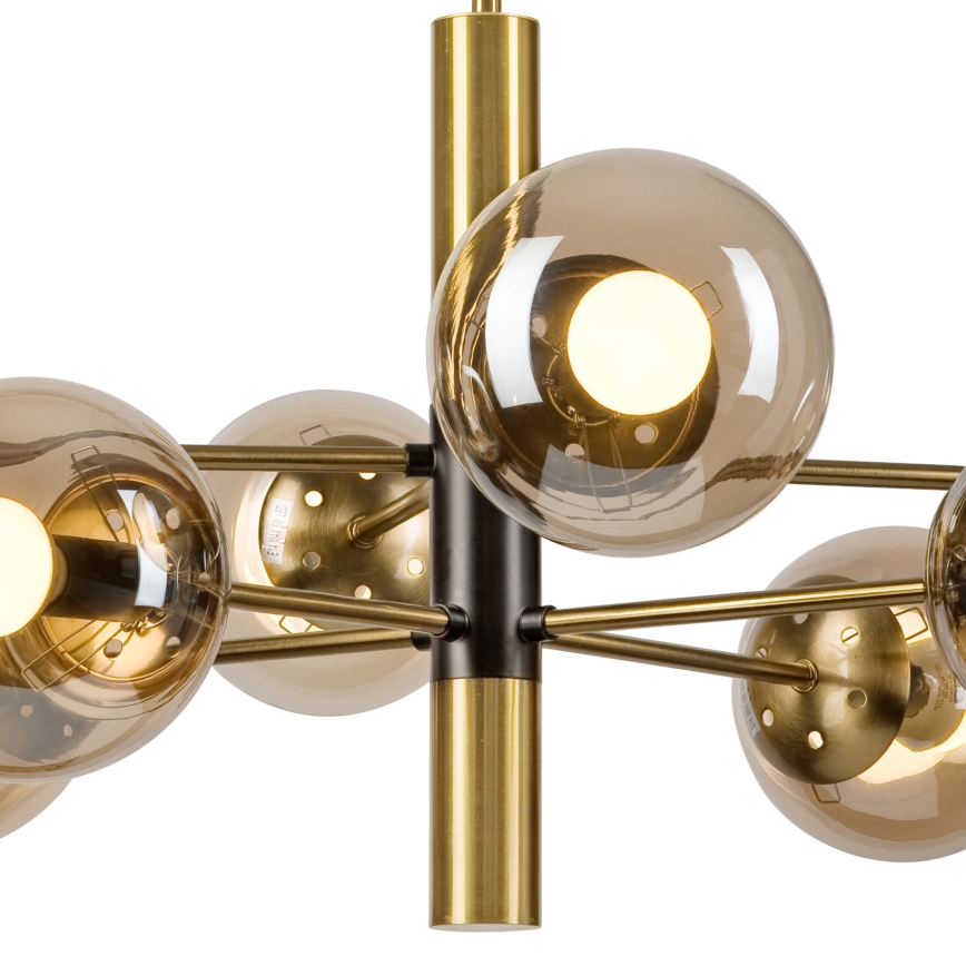 Deckenleuchte an Stange ROLLO 8xE14/5W/230V golden/rauchig beige