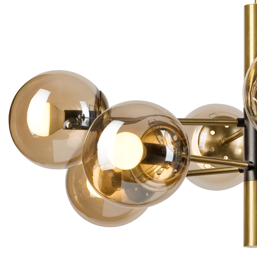 Deckenleuchte an Stange ROLLO 8xE14/5W/230V golden/rauchig beige
