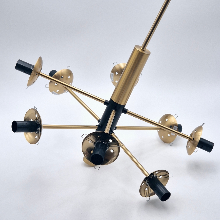 Deckenleuchte an Stange ROLLO 8xE14/5W/230V golden/rauchig beige