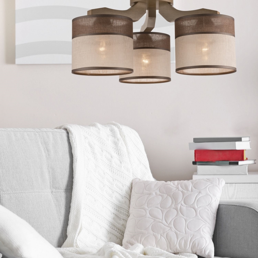 Deckenleuchte ANDREA 3xE27/60W/230V Buche