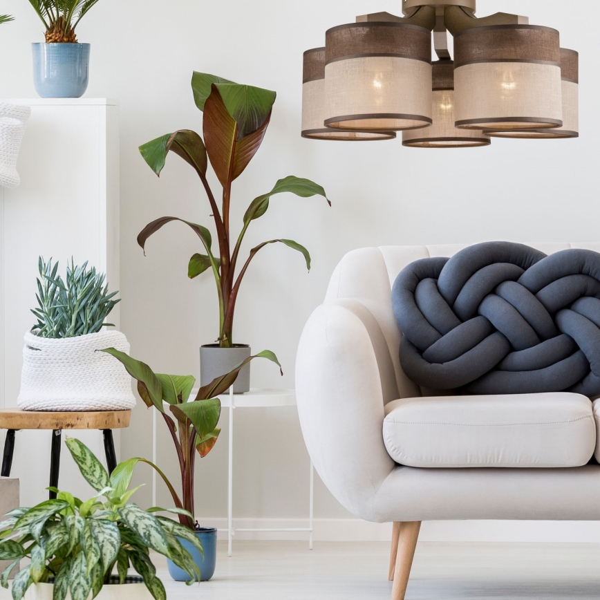 Deckenleuchte ANDREA 5xE27/60W/230V Buche