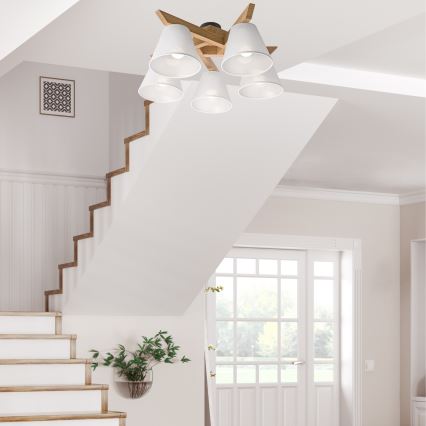 Deckenleuchte ANTONIO 5xE14/40W/230V Eiche