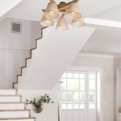 Deckenleuchte ANTONIO 5xE14/40W/230V Eiche