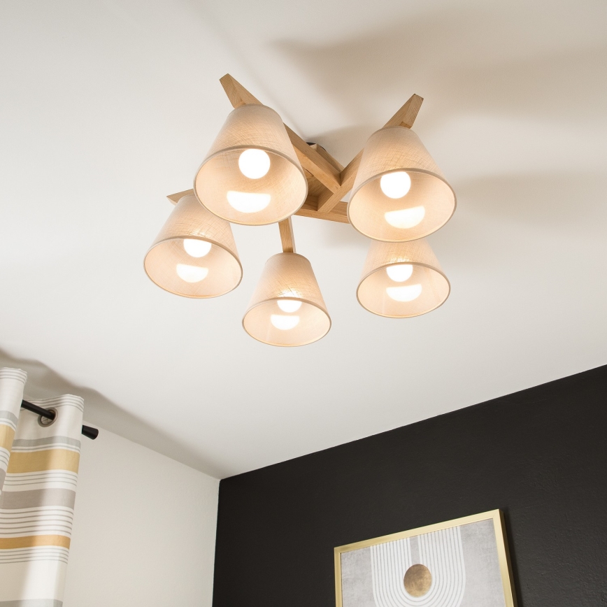 Deckenleuchte ANTONIO 5xE14/40W/230V Eiche
