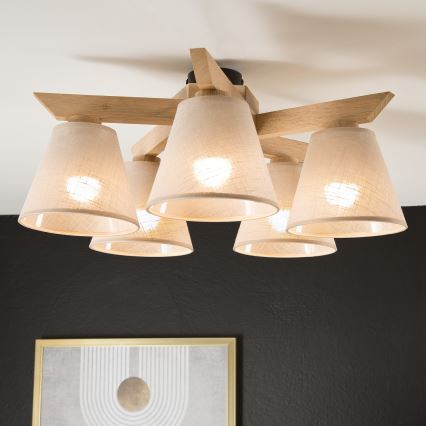 Deckenleuchte ANTONIO 5xE14/40W/230V Eiche