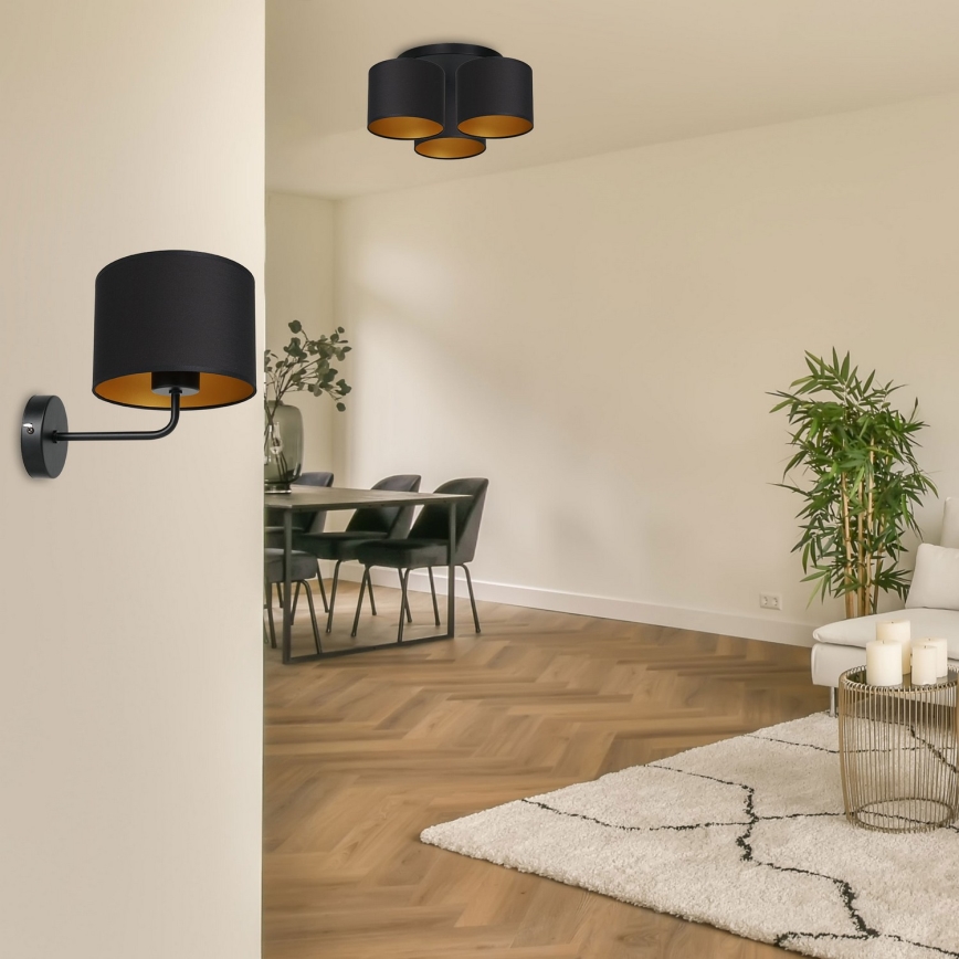Deckenleuchte ARDEN aufbauend 3xE27/60W/230V schwarz/gold