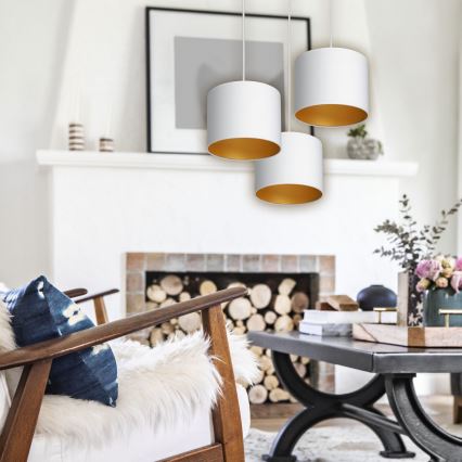 Deckenleuchte an Seil ARDEN 3xE27/60W/230V weiß/gold