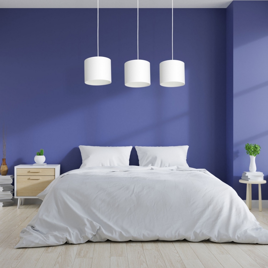 Deckenleuchte an Seil ARDEN 3xE27/60W/230V Weiß