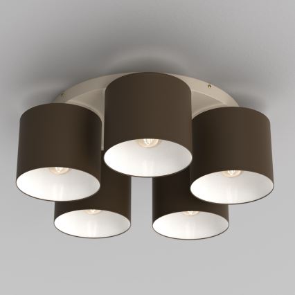 Deckenleuchte ARDEN 5xE27/15W/230V Ø 58 cm beige/braun