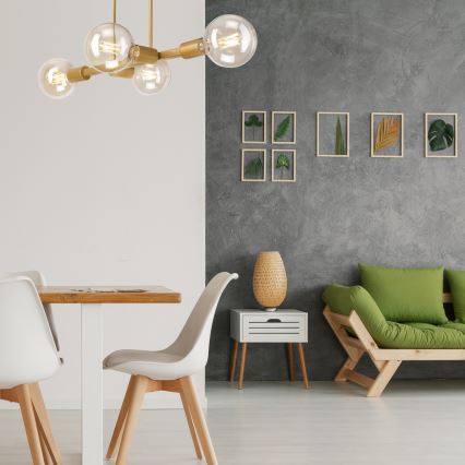 Deckenleuchte an Stange ASTRID 4xE27/60W/230V goldfarben