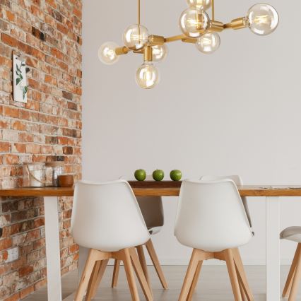 Deckenleuchte an Stange ASTRID 8xE27/60W/230V goldfarben