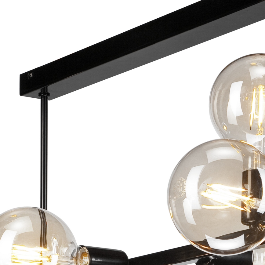 Deckenleuchte an Stange ASTRID 8xE27/60W/230V schwarz