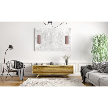 Deckenleuchte an Seil AVALO 2xE27/60W/230V Spinne rosa/kupferfarben