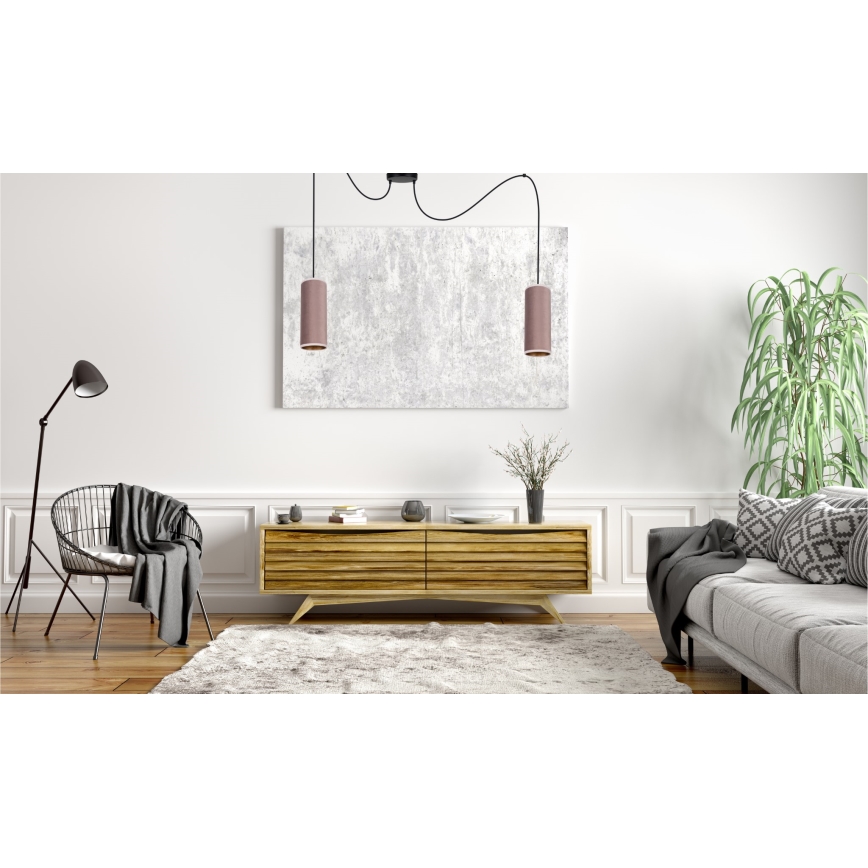 Deckenleuchte an Seil AVALO 2xE27/60W/230V Spinne rosa/kupferfarben