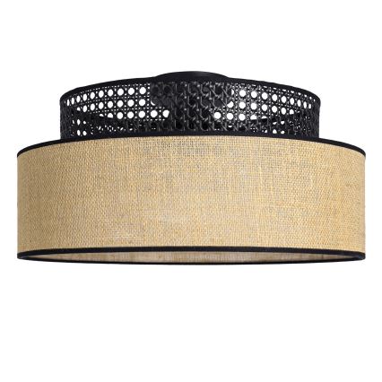 Deckenleuchte BOHO 1xE27/60W/230V d 40 cm schwarz/Rattan