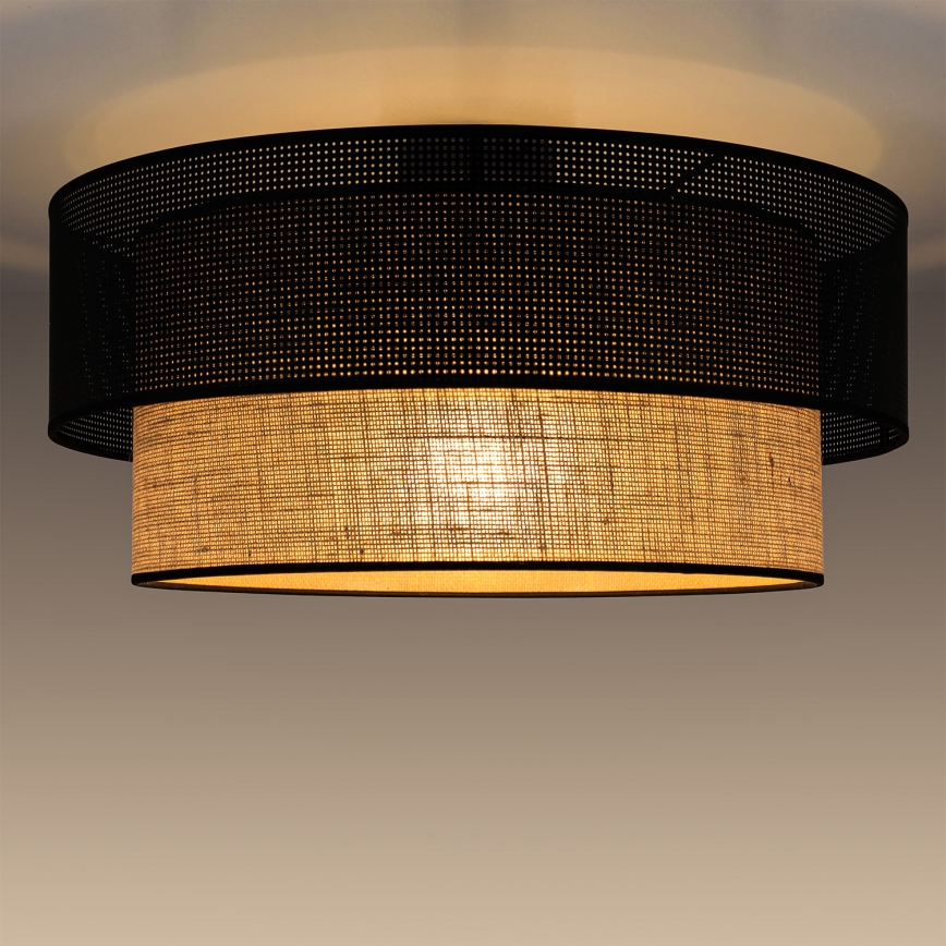 Deckenleuchte BORHO 1xE27/60W/230V Ø 40 cm schwarz/Jute