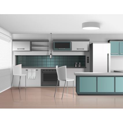 Deckenleuchte CLEO für Badezimmer mit Sensor, 2xE27/24W/230V, Ø 30 cm, grau, IP54