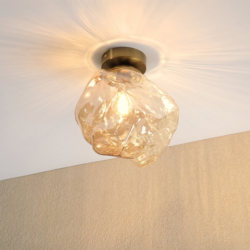 Deckenleuchte CRISTAL 1xE14/15W/230V Messing/rauchbeige