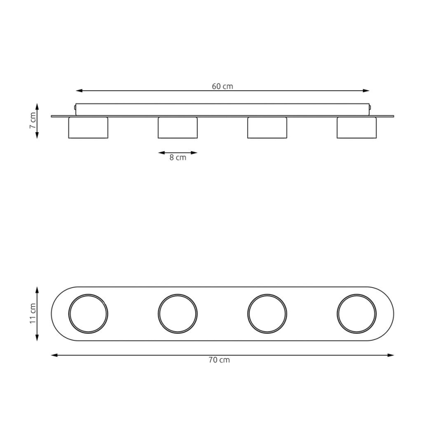 Deckenleuchte DIAZ 4xGX53/12W/230V schwarz/braun