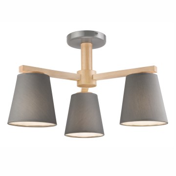 Deckenleuchte ELLIE zum Aufschrauben 3xE27/60W/230V grau/Buche