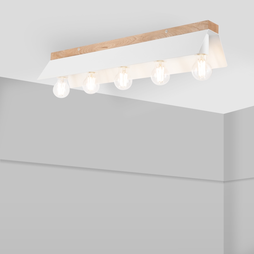 Deckenleuchte ESME 5xE27/15W/230V weiß/Eiche