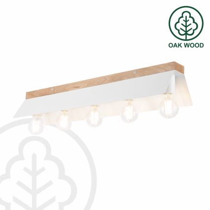 Deckenleuchte ESME 5xE27/15W/230V weiß/Eiche