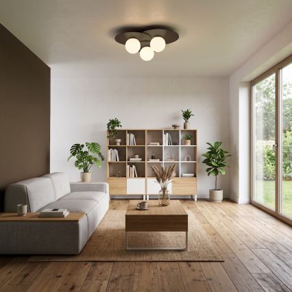 Deckenleuchte FLAT 3xE27/15W/230V 55x60 cm braun