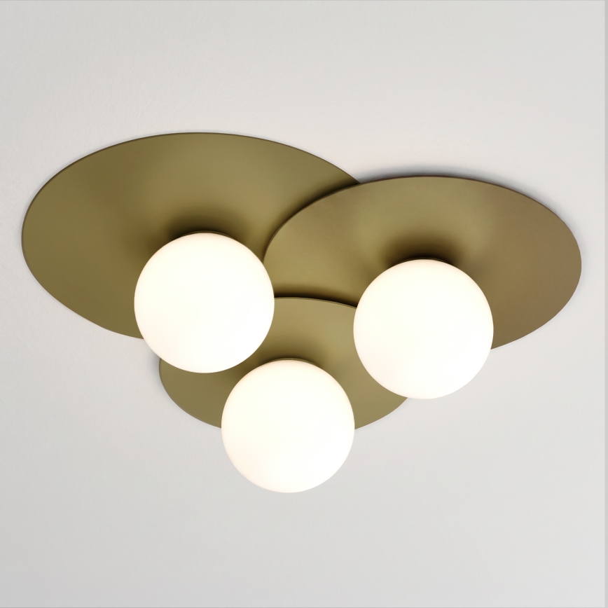 Deckenleuchte FLAT 3xE27/15W/230V 55x60 cm gold