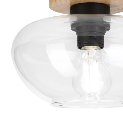 Deckenleuchte FLO WOOD 1xE27/15W/230V Eiche/transparent Ø 22 cm