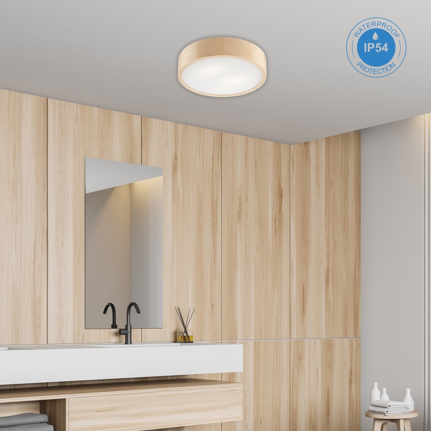 Deckenleuchte für Badezimmer NATURAL 3xE27/15W/230V IP54 Kiefer ø 37 cm - FSC-zertifiziert