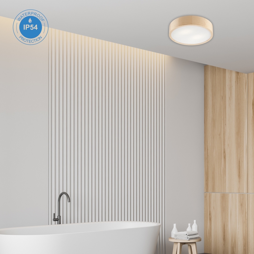 Deckenleuchte für Badezimmer NATURAL 3xE27/15W/230V IP54 Kiefer ø 37 cm - FSC-zertifiziert