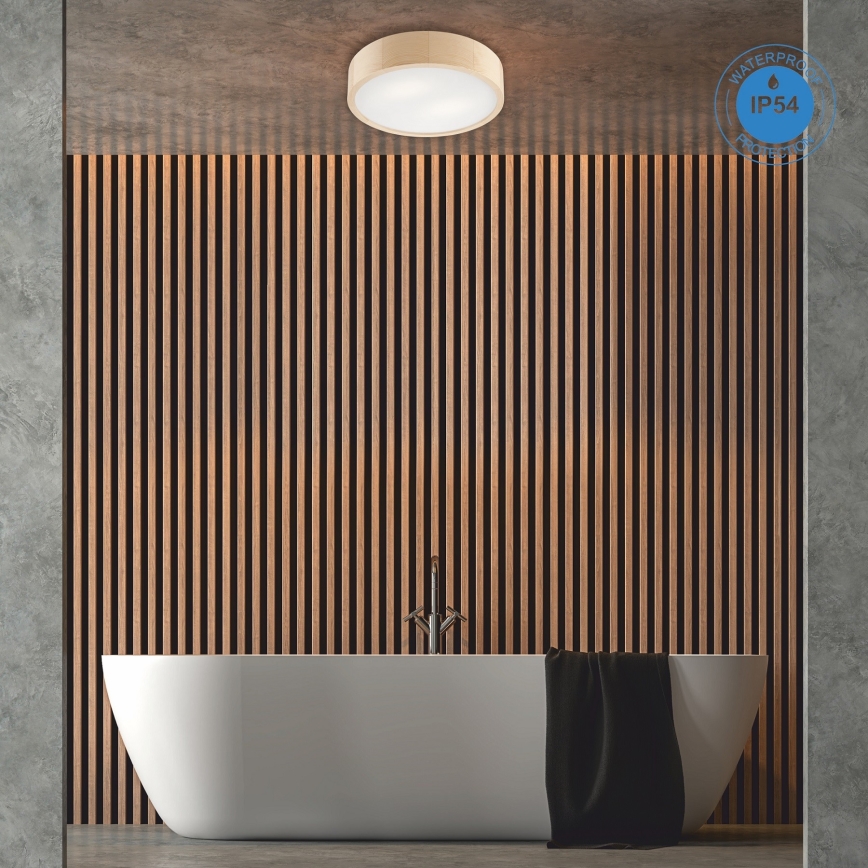 Deckenleuchte für Badezimmer NATURAL 3xE27/15W/230V IP54 Kiefer ø 37 cm - FSC-zertifiziert