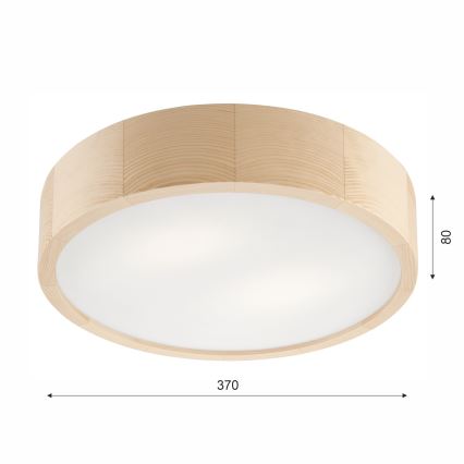 Deckenleuchte für Badezimmer NATURAL 3xE27/15W/230V IP54 Kiefer ø 37 cm - FSC-zertifiziert