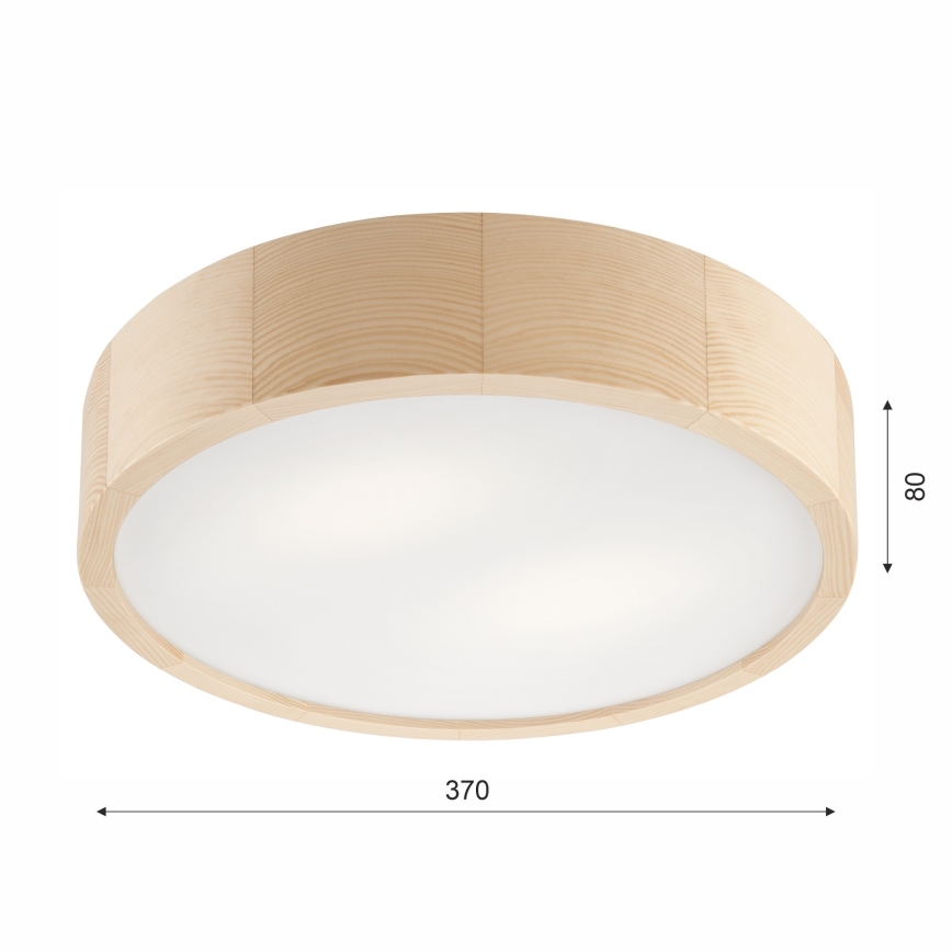 Deckenleuchte für Badezimmer NATURAL 3xE27/15W/230V IP54 Kiefer ø 37 cm - FSC-zertifiziert