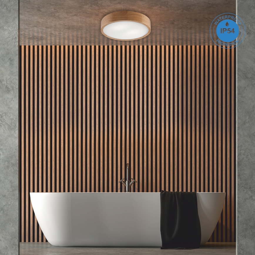 Deckenleuchte für Badezimmer OAK 3xE27/15W/230V Eiche ø 37 cm IP54 - FSC-zertifiziert
