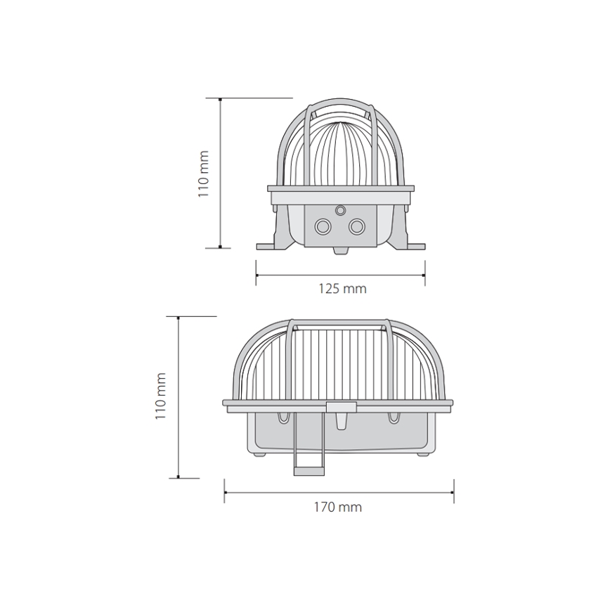 Deckenleuchte für den Außenbereich OVAL 1xE27/60W/230V IP44